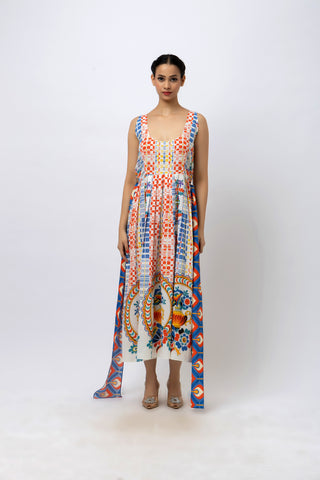 Midi Vase Print Cotton Dress