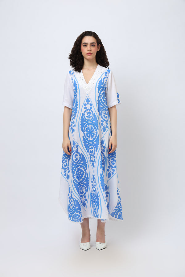 Blue & White Cotton Dress