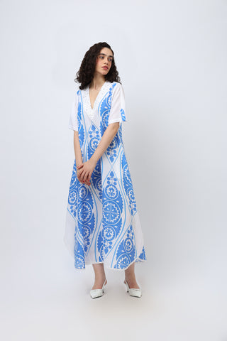Blue & White Cotton Dress