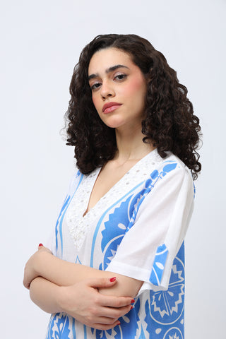 Blue & White Cotton Dress