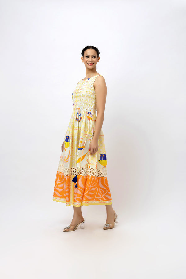 Smocked Suzni Lace Maxi Dress