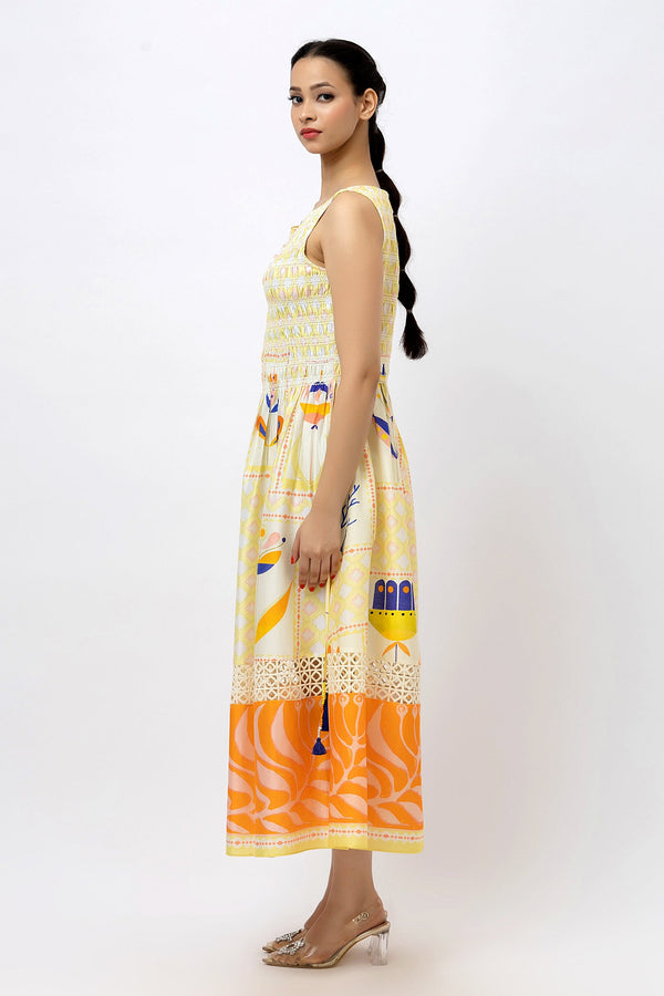 Smocked Suzni Lace Maxi Dress