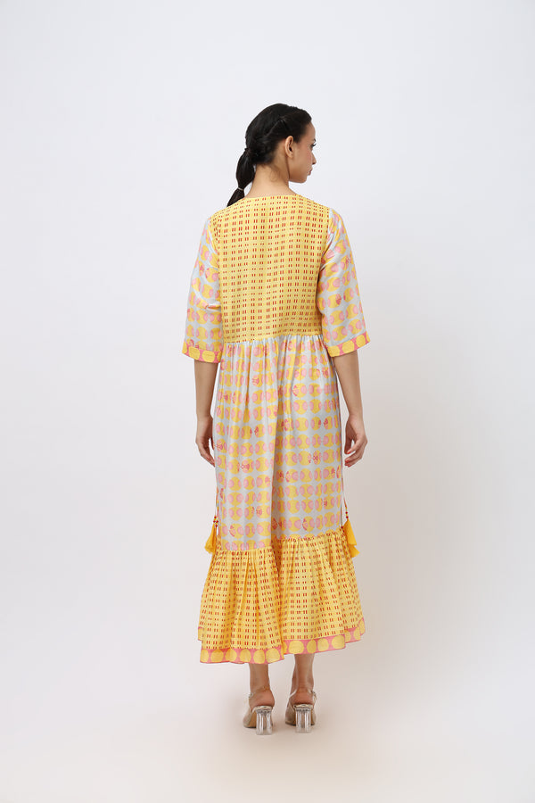 Embroidered Midi Length Cotton Dress