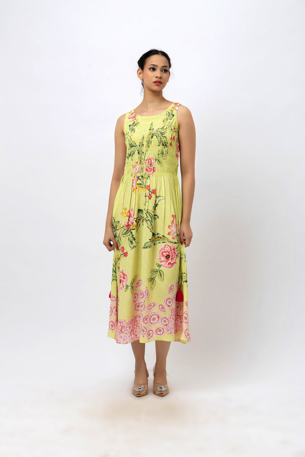 Fresh Bloom Smocked Crepe Dress