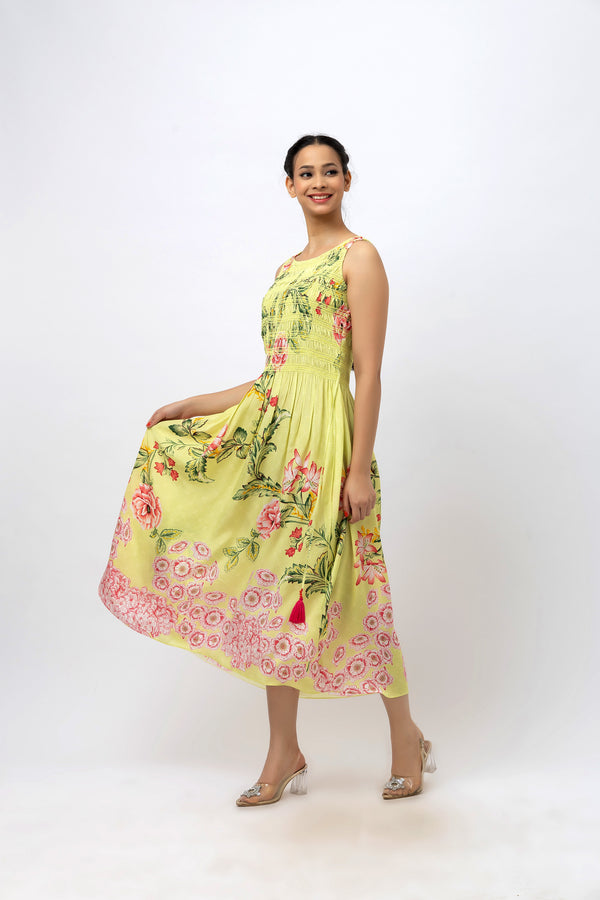 Fresh Bloom Smocked Crepe Dress
