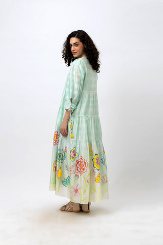 V-Neck Tiered Maxi with Doodle Florals