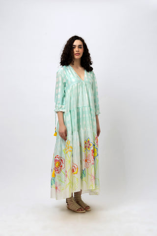 V-Neck Tiered Maxi with Doodle Florals