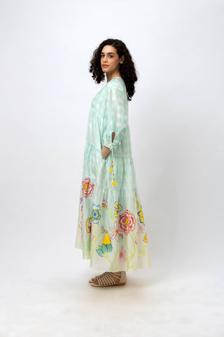 V-Neck Tiered Maxi with Doodle Florals