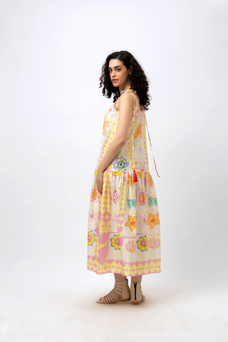 Pastel Floral Doodle Spaghetti Strap Maxi
