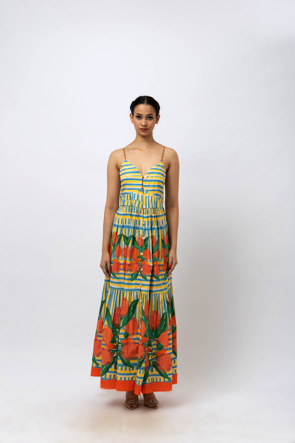 Tie-Up Sunflower Breeze Dress