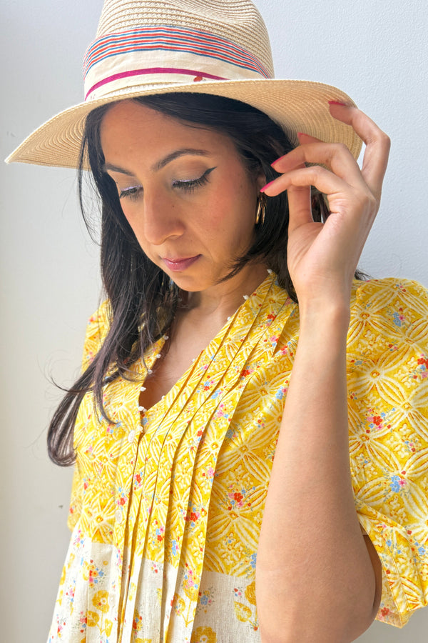 Great Fit -Summer Lemonade multi pleat dress.