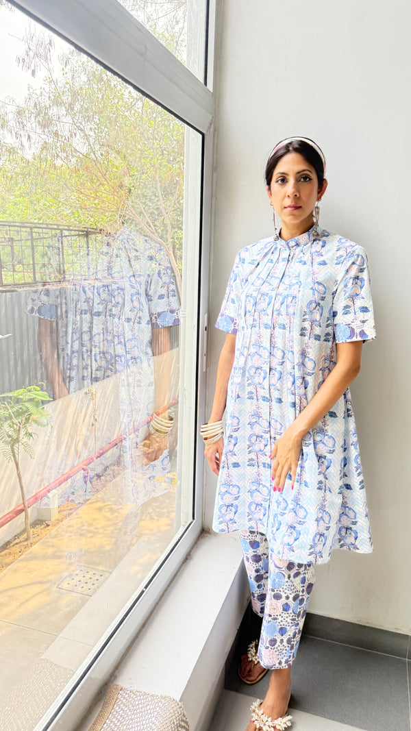 Great Fit - Indigo co-ord set with pleat detailing.