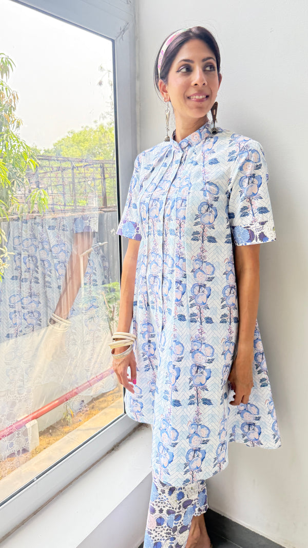 Great Fit - Indigo co-ord set with pleat detailing.