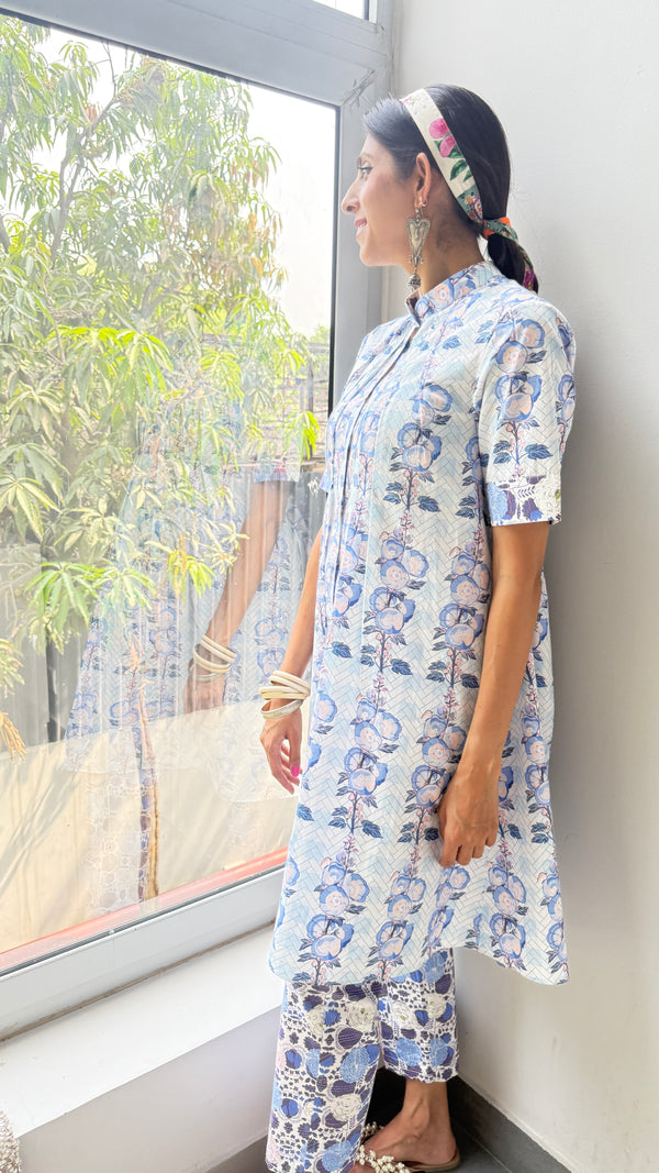 Great Fit - Indigo co-ord set with pleat detailing.