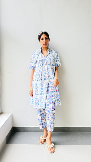 Great Fit - Indigo co-ord set with pleat detailing.