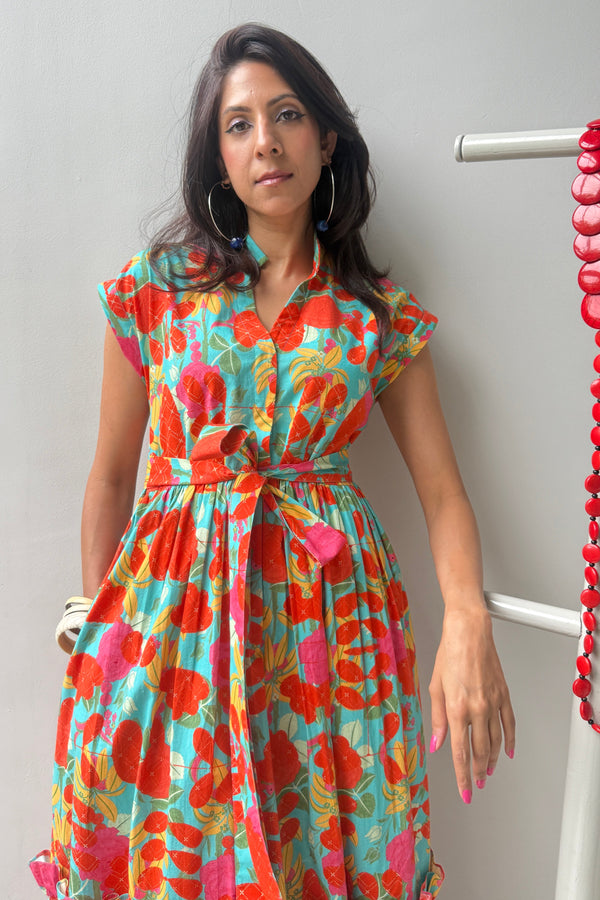 Great Fit - Summer poppy signature frill maxi length dress.