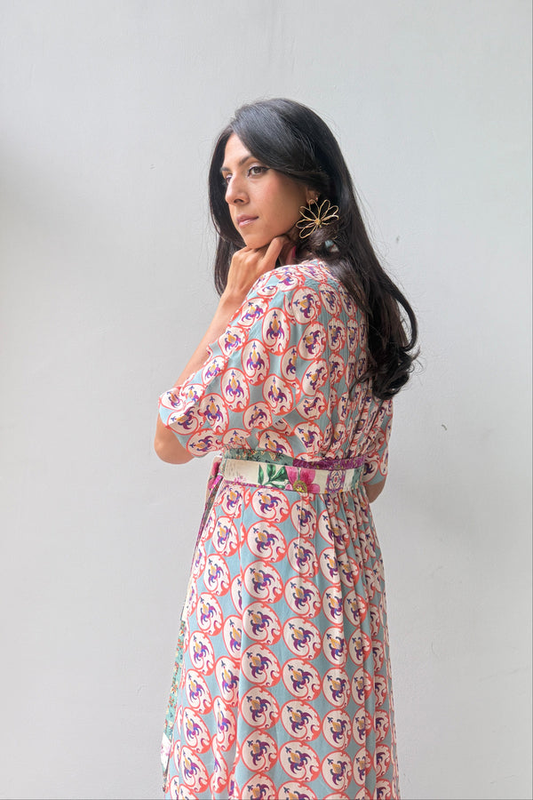 Great Fit  -Persian Flowers full length dress.