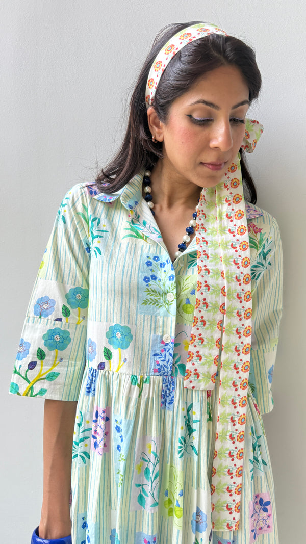 Great Fit -Spring Garden maxi dress with soft gathers.