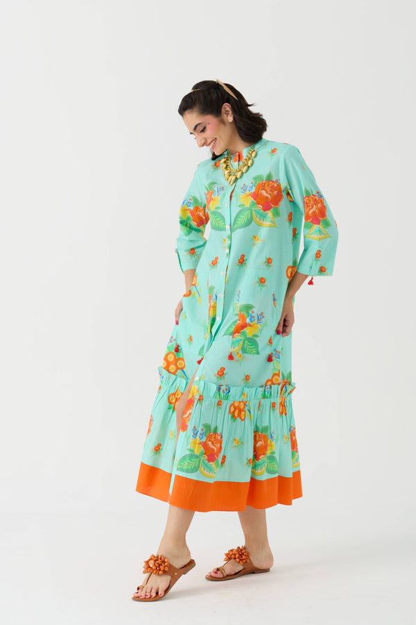 Dilbar Nimbu Front Open Dress