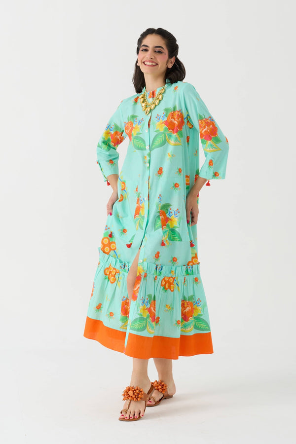 Dilbar Nimbu Front Open Dress