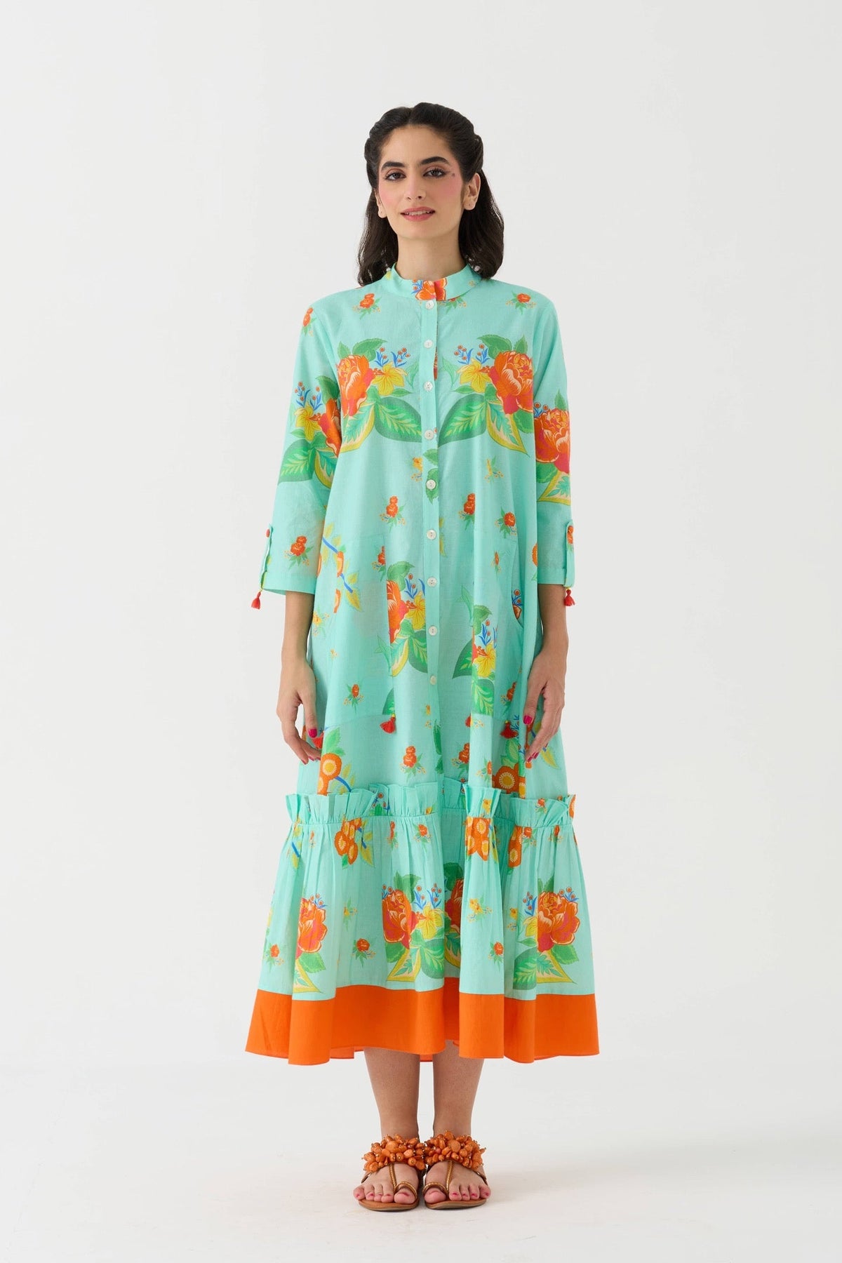 Dilbar Nimbu Front Open Dress