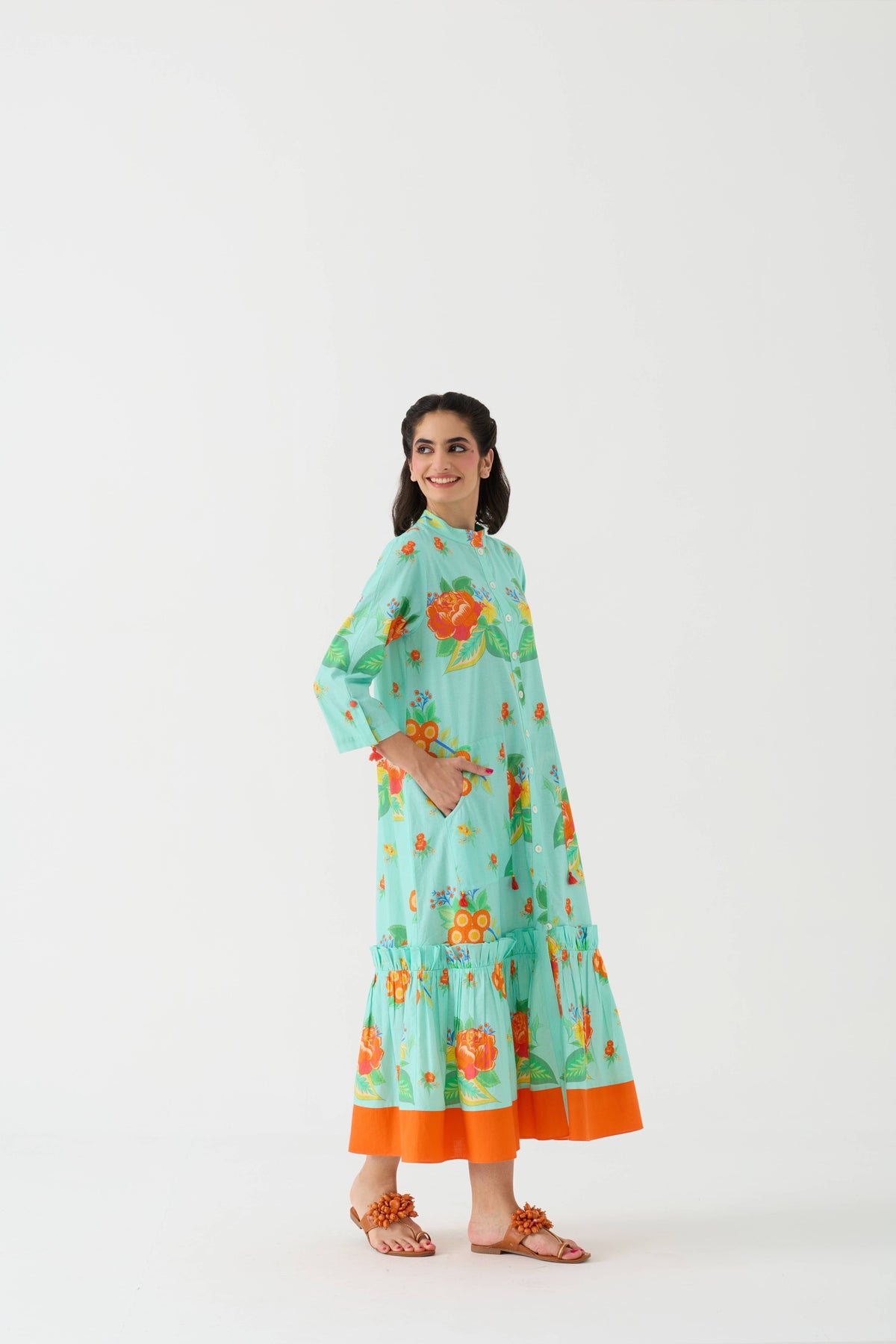 Dilbar Nimbu Front Open Dress