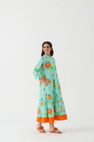 Dilbar Nimbu Front Open Dress