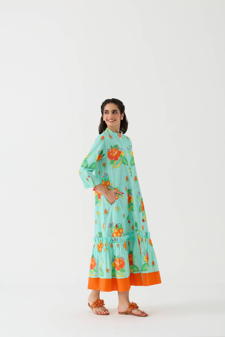 Dilbar Nimbu Front Open Dress
