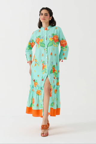 Dilbar Nimbu Front Open Dress