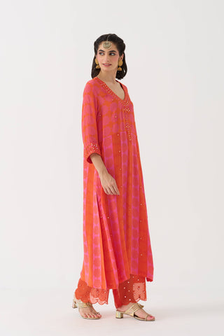 Dilbar Mirror kurta set - Pink pickle