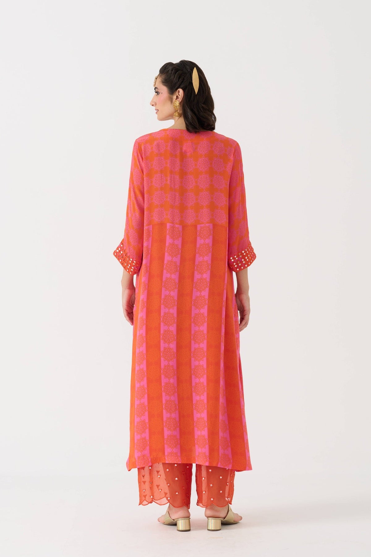 Dilbar Mirror kurta set - Pink pickle