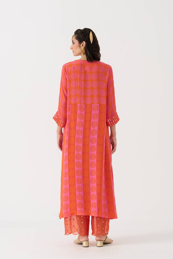 Dilbar Mirror kurta set - Pink pickle