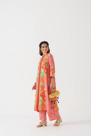Dilbar Kurta + Pant set - Narangi