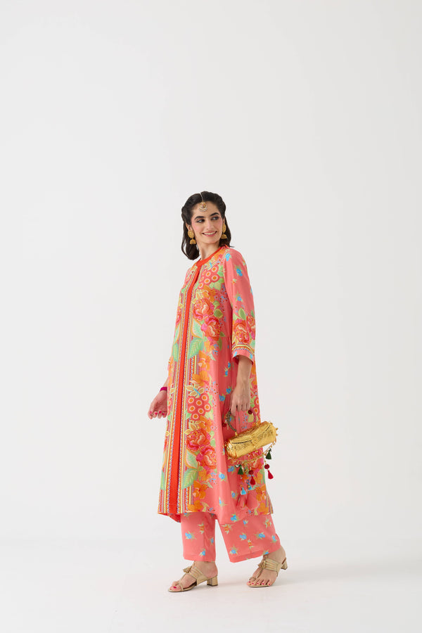 Dilbar Kurta + Pant set - Narangi