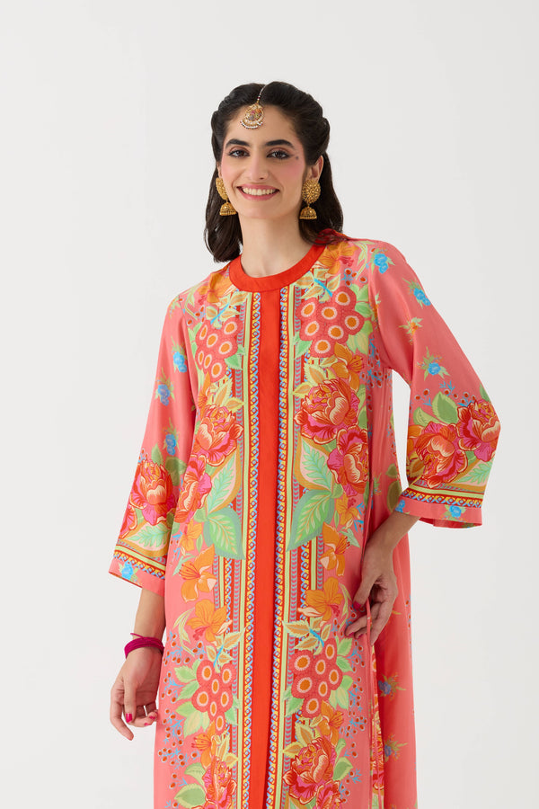 Dilbar Kurta + Pant set - Narangi