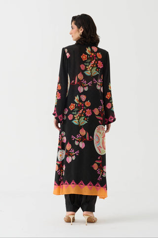 Bulbul Vintage Black Crepe Kurta + Pant Set