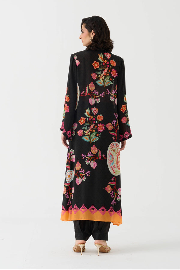 Bulbul Vintage Black Crepe Kurta + Pant Set