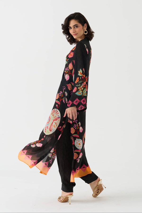 Bulbul Vintage Black Crepe Kurta + Pant Set
