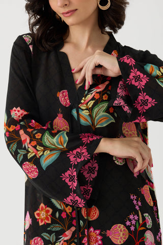 Bulbul Vintage Black Crepe Kurta + Pant Set