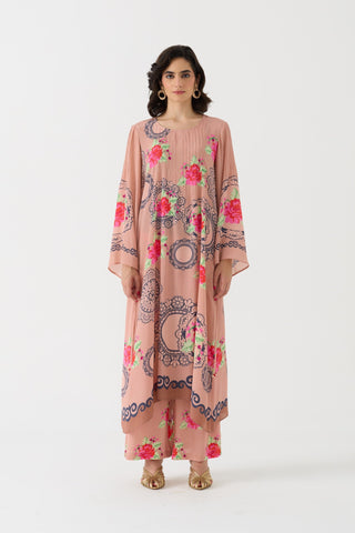 Pixel Vintage Rose Crepe Kurta + Pant Set