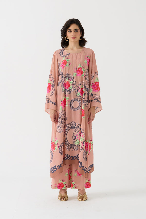 Pixel Vintage Rose Crepe Kurta + Pant Set