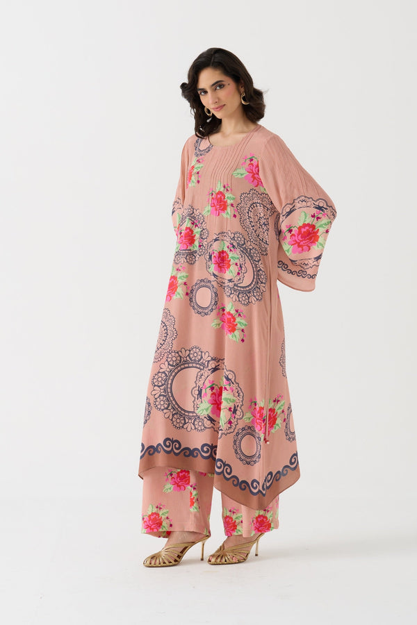 Pixel Vintage Rose Crepe Kurta + Pant Set