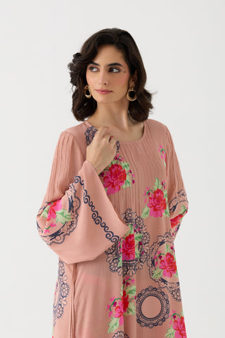 Pixel Vintage Rose Crepe Kurta + Pant Set