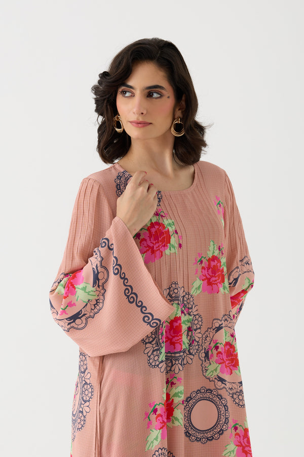 Pixel Vintage Rose Crepe Kurta + Pant Set