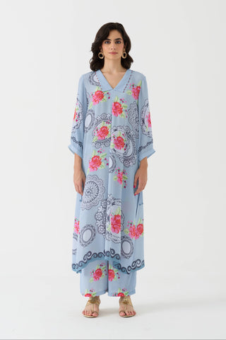 Pixel Vintage Sky Crepe Kurta + Pant Set