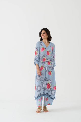 Pixel Vintage Sky Crepe Kurta + Pant Set