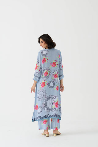 Pixel Vintage Sky Crepe Kurta + Pant Set