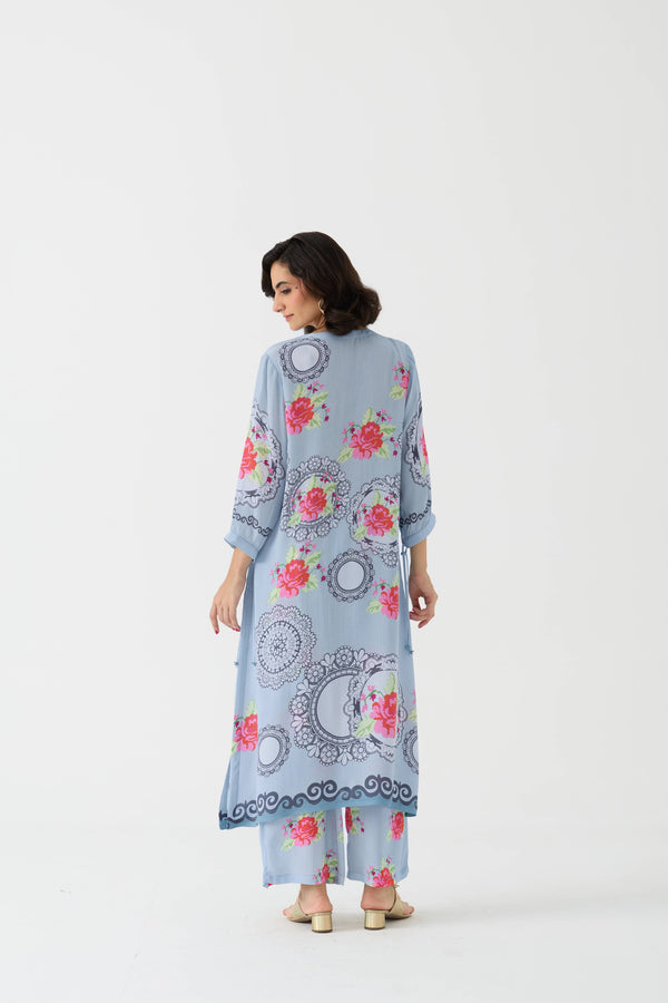 Pixel Vintage Sky Crepe Kurta + Pant Set
