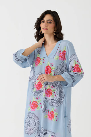 Pixel Vintage Sky Crepe Kurta + Pant Set